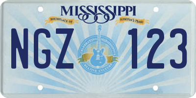 MS license plate NGZ123