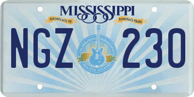 MS license plate NGZ230