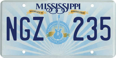 MS license plate NGZ235