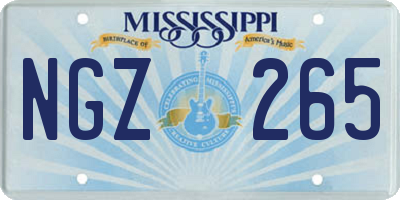 MS license plate NGZ265
