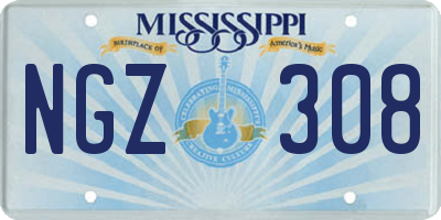 MS license plate NGZ308