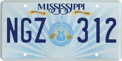 MS license plate NGZ312