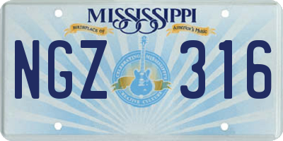 MS license plate NGZ316