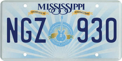 MS license plate NGZ930