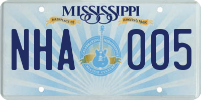 MS license plate NHA005