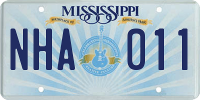 MS license plate NHA011