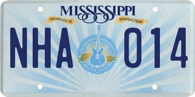 MS license plate NHA014