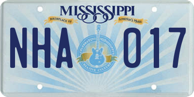 MS license plate NHA017