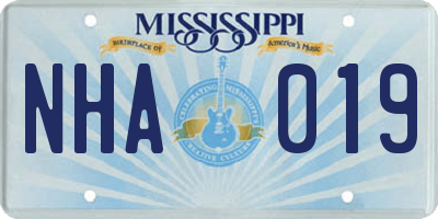MS license plate NHA019