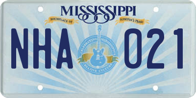 MS license plate NHA021