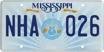 MS license plate NHA026