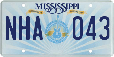 MS license plate NHA043