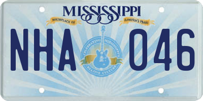 MS license plate NHA046