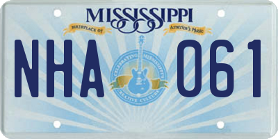MS license plate NHA061