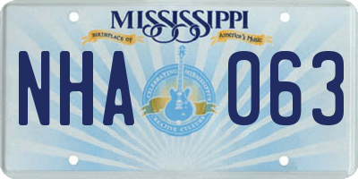 MS license plate NHA063
