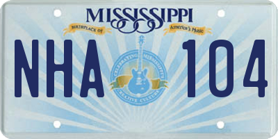 MS license plate NHA104