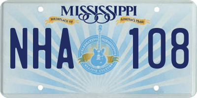 MS license plate NHA108