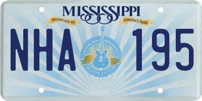 MS license plate NHA195