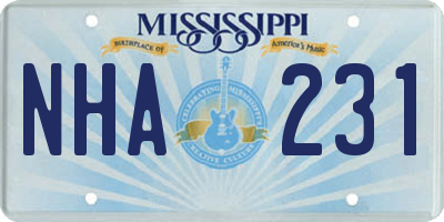 MS license plate NHA231