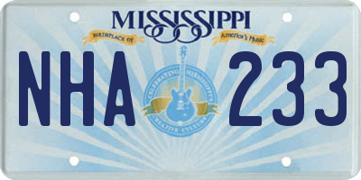 MS license plate NHA233