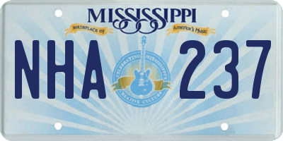 MS license plate NHA237