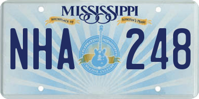 MS license plate NHA248