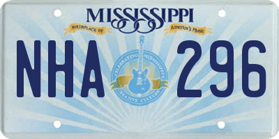 MS license plate NHA296