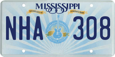 MS license plate NHA308