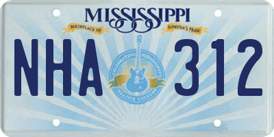 MS license plate NHA312