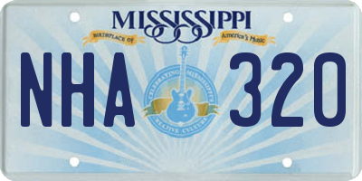 MS license plate NHA320