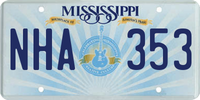 MS license plate NHA353