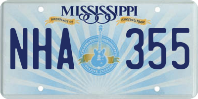 MS license plate NHA355