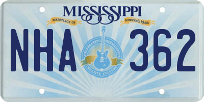 MS license plate NHA362