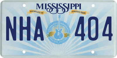 MS license plate NHA404