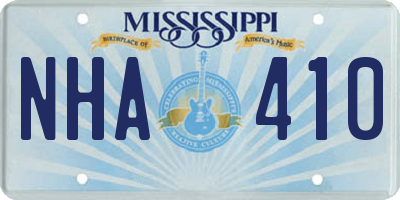 MS license plate NHA410