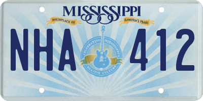 MS license plate NHA412