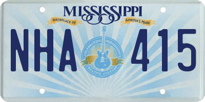 MS license plate NHA415