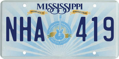 MS license plate NHA419