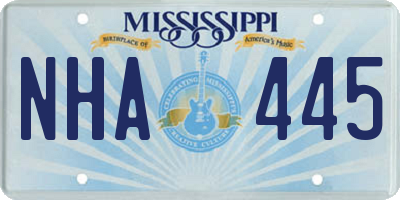 MS license plate NHA445