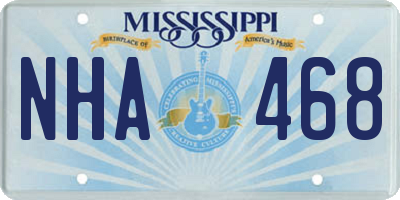 MS license plate NHA468