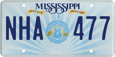 MS license plate NHA477