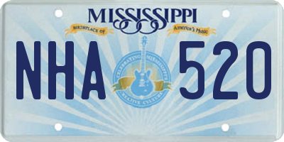 MS license plate NHA520