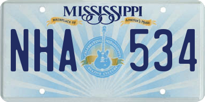 MS license plate NHA534