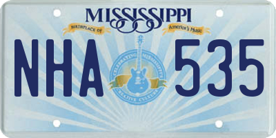 MS license plate NHA535