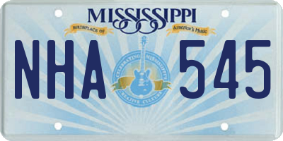 MS license plate NHA545