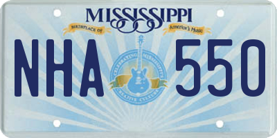 MS license plate NHA550