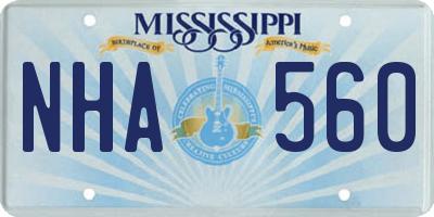 MS license plate NHA560