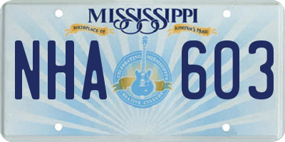 MS license plate NHA603
