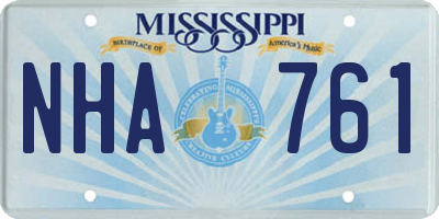 MS license plate NHA761