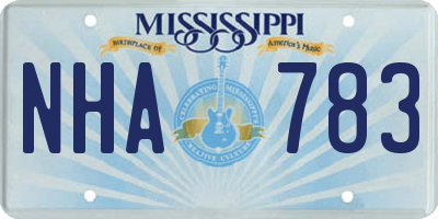 MS license plate NHA783